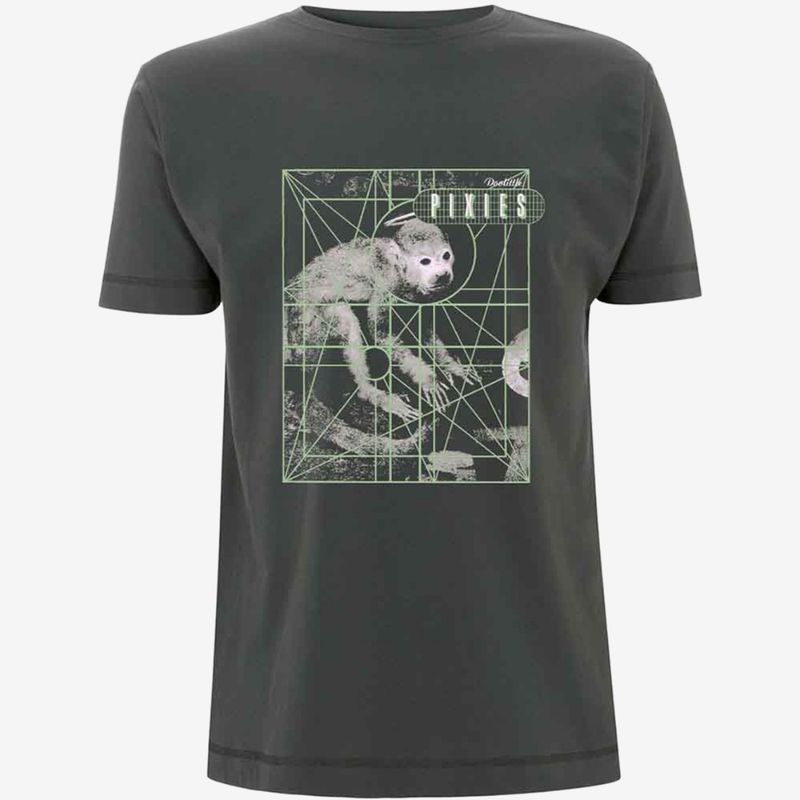 Pixies Unisex T-Shirt: Monkey Grid (Charcoal Grey)