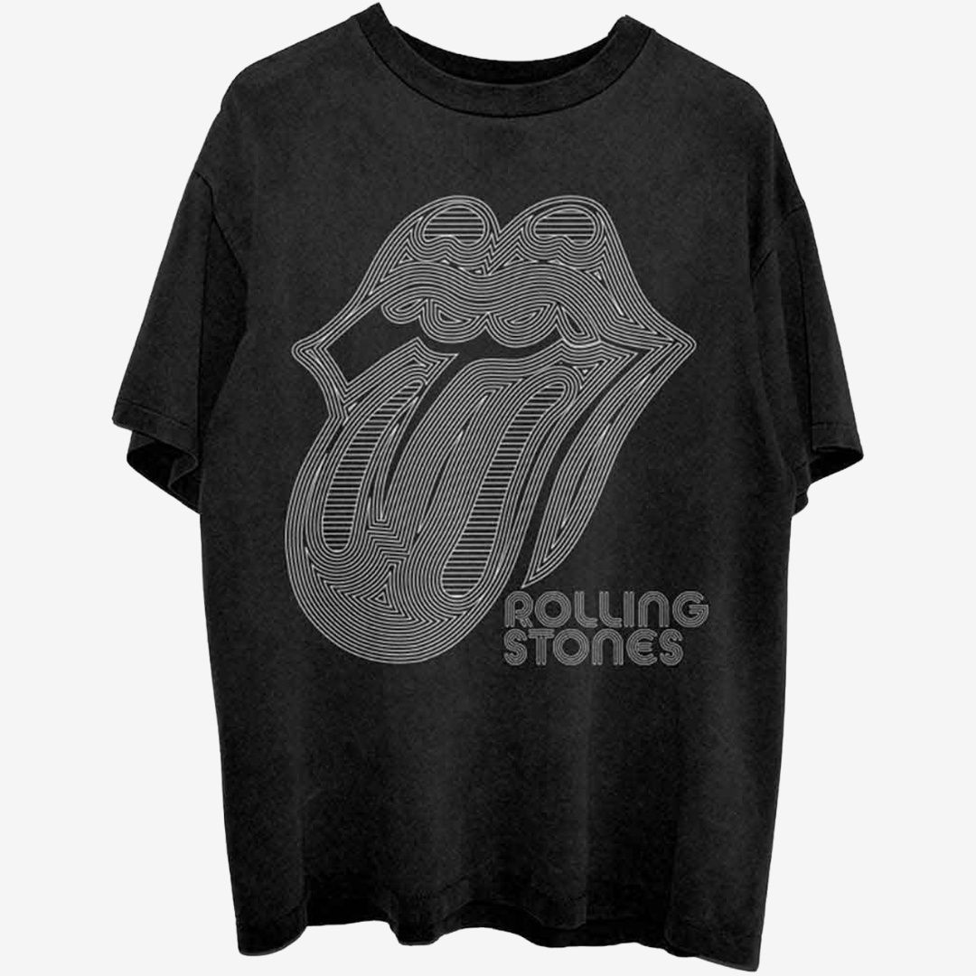 The Rolling Stones Unisex T-Shirt: Holographic Tongue (Black), Size: Medium