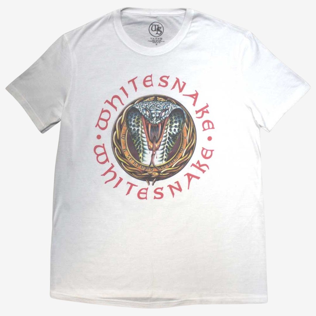 Whitesnake Unisex T-Shirt: Donnington Snake (White), Size: Medium