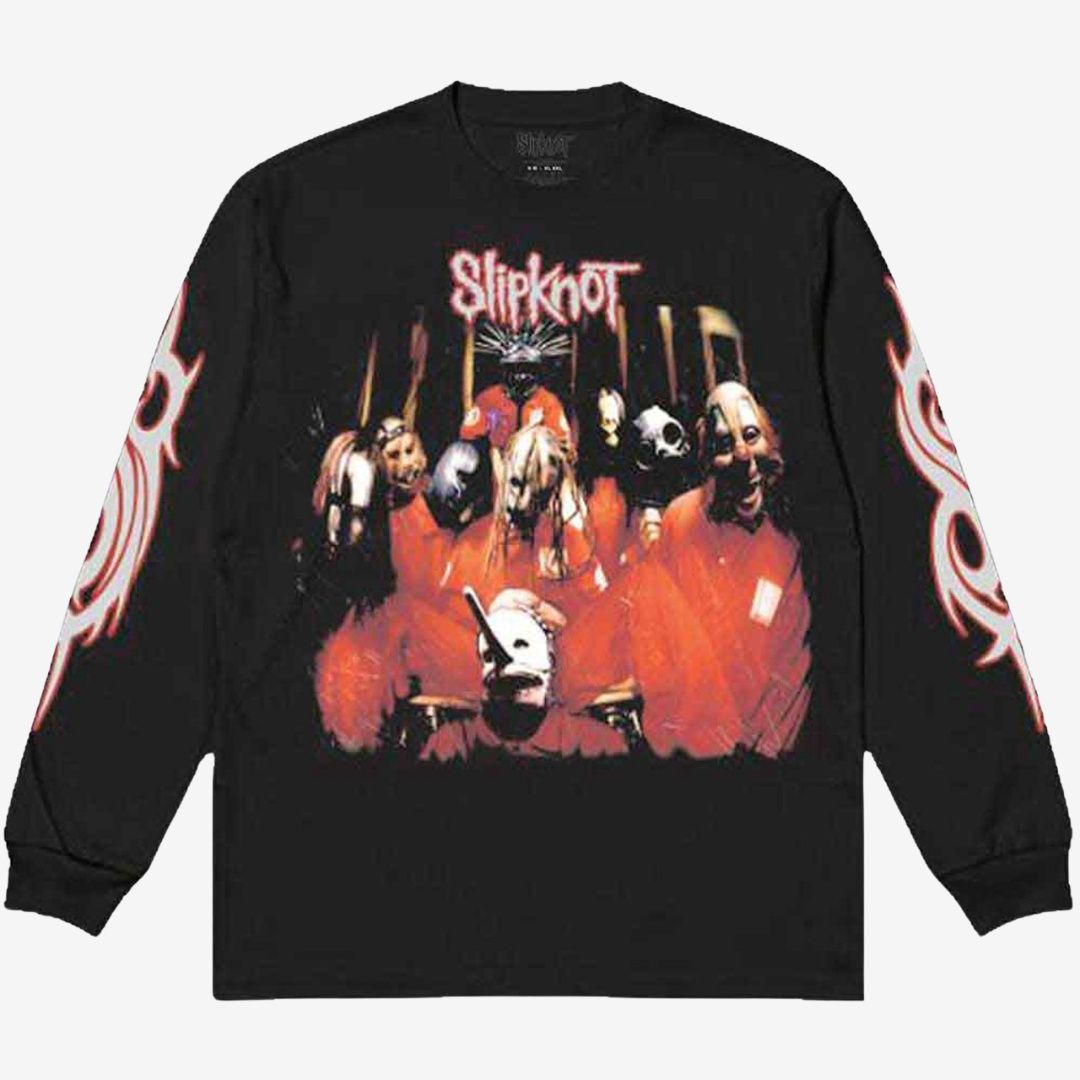 Slipknot Unisex Long Sleeve T-Shirt: Spit it Out (Black) (Back &amp; Sleeve Print), Size: Medium