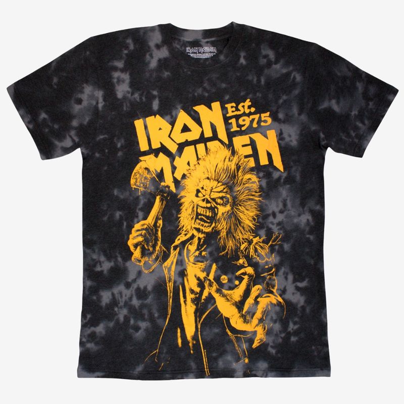 Iron Maiden Unisex T-Shirt: Est. 1975 Axe Eddie (Black) (Wash Collection)