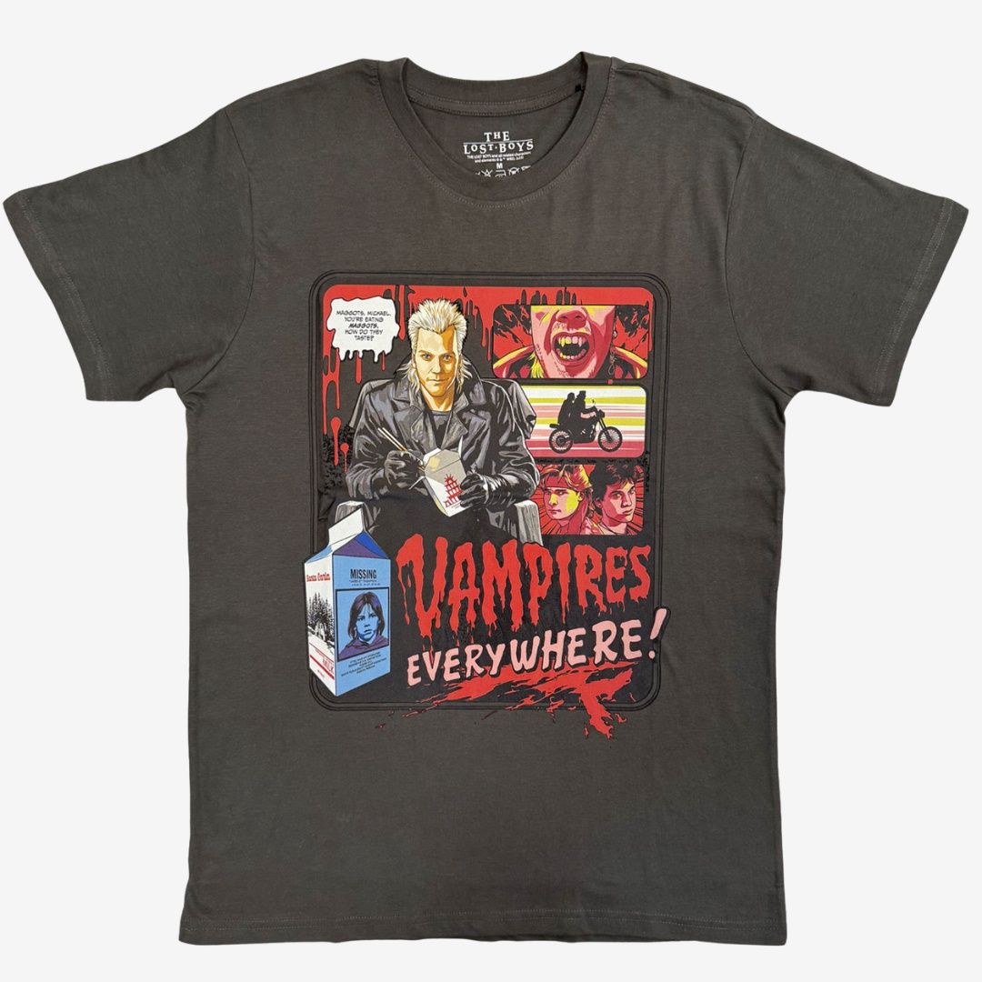 The Lost Boys Unisex T-Shirt: Vampires Everywhere (Charcoal Grey) The Lost Boys Unisex T-Shirt: Vampires Everywhere (Charcoal Grey), Size: Small