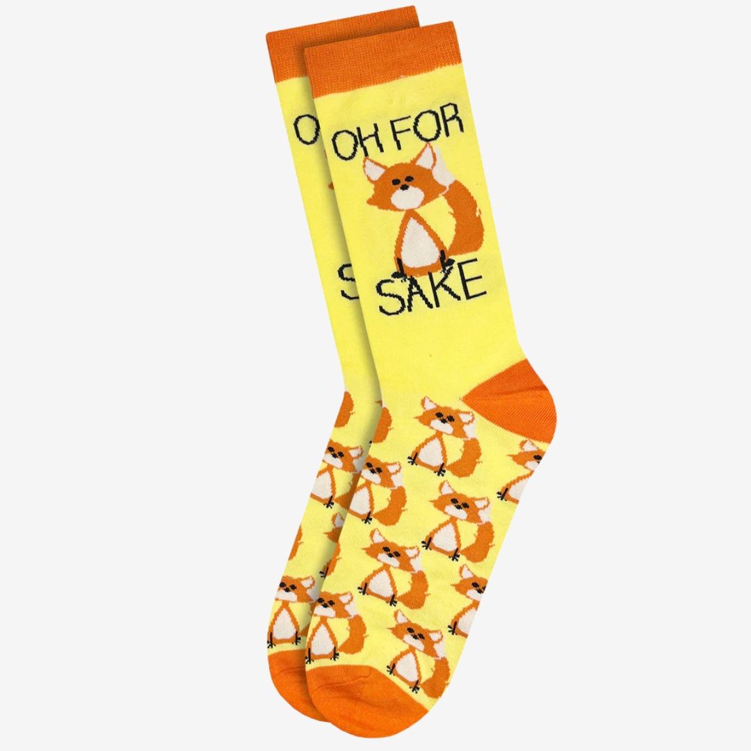 Twisted Soles Oh For Fox Sake Novelty Adult Socks (1 Pair) Size UK 8-12