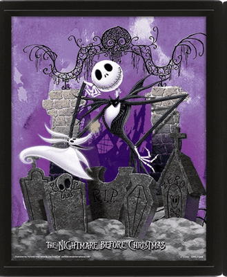 Nightmare Before Christmas (Graveyard) Lenticular Framed Print