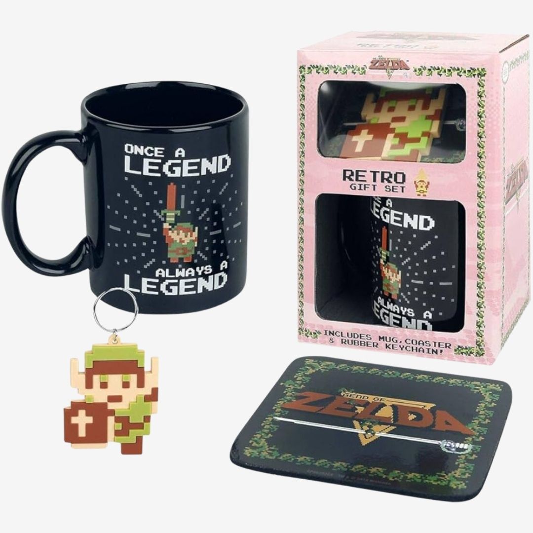 The Legend Of Zelda Retro Mug, Coaster, Keychain Gift Set
