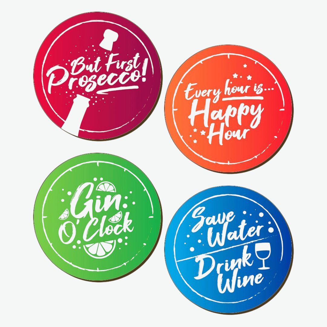Every Hour Is Happy Hour 4 Piece Coaster Set