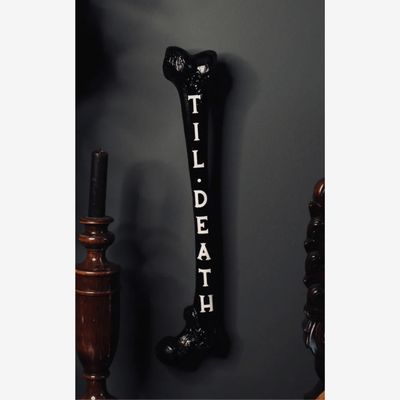 Til Death Engraved Femur Bone | Black Bone, Gold Text
