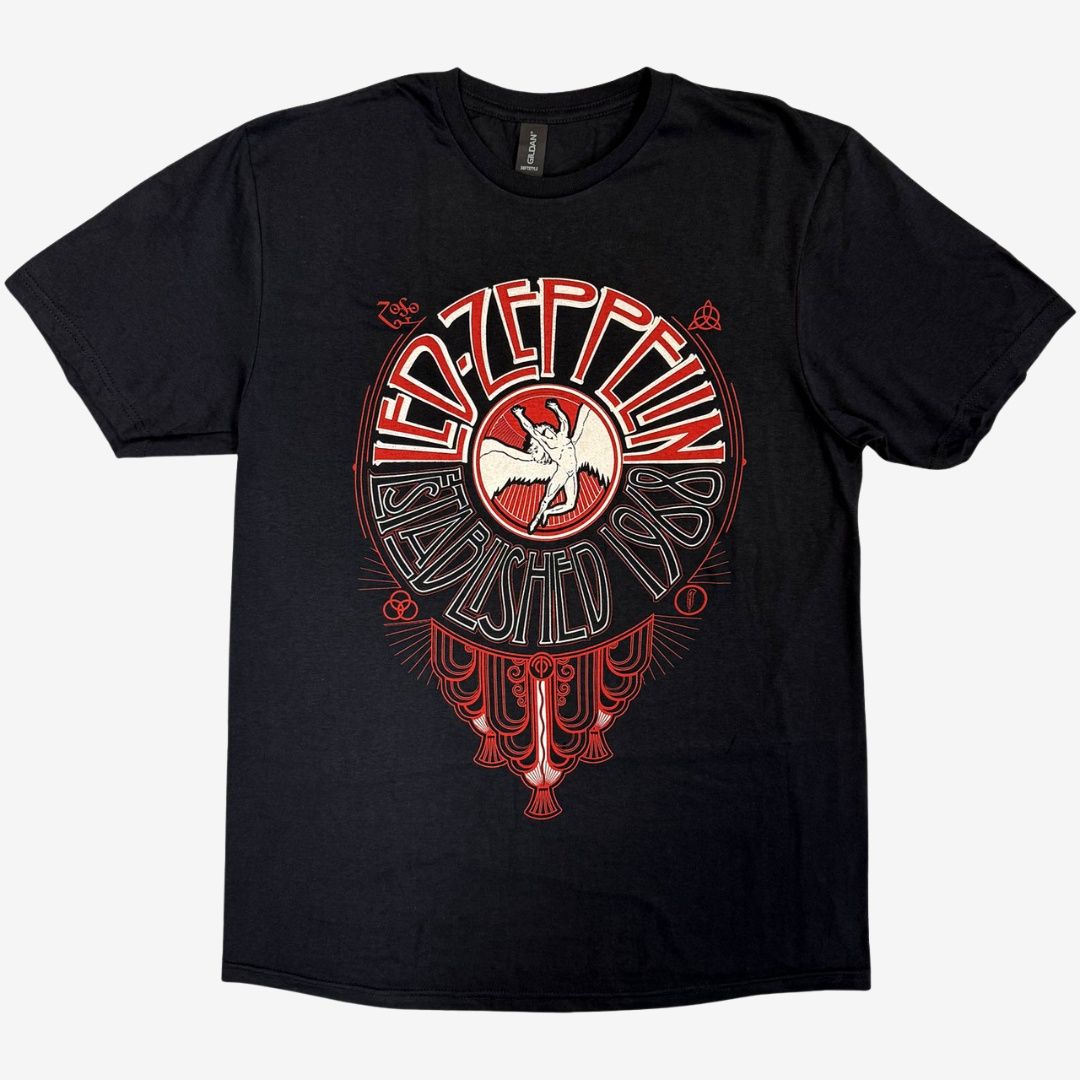 Led Zeppelin Unisex T-Shirt: Deco Circle (Black), Size: Medium