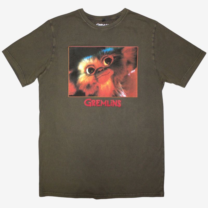 Gremlins Unisex Stone Wash T-Shirt: Gizmo Photo (Green)