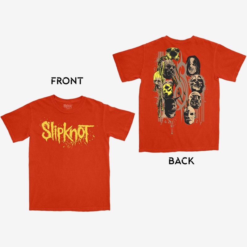 Slipknot Unisex T-Shirt: Splatter Logo (Orange) (Back Print)