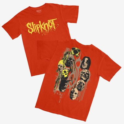 Slipknot Unisex T-Shirt: Splatter Logo (Orange) (Back Print)