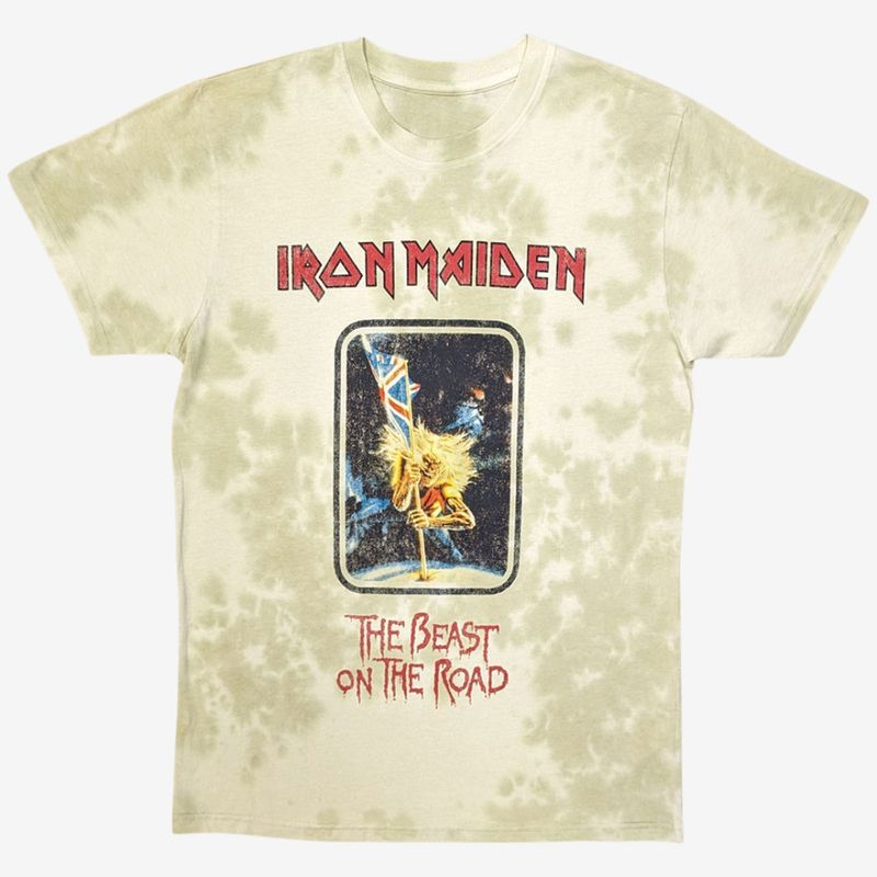 Iron Maiden Unisex T-Shirt: Beast On The Road (Sand) (Wash Collection)