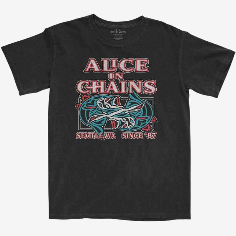 Alice In Chains Unisex T-Shirt: Totem Fish (Black)
