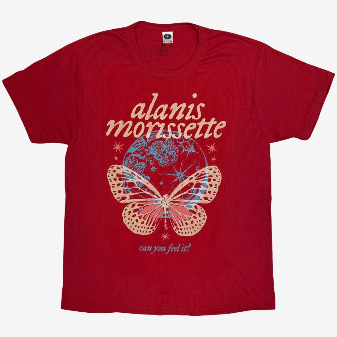 Alanis Morissette Unisex T-Shirt: Can You Feel It (Red), Size: Medium
