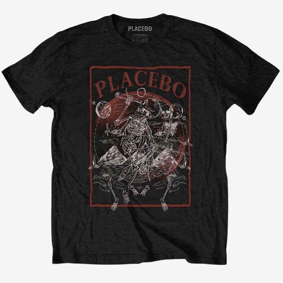Placebo Unisex T-Shirt: Astro Skeletons (Black), Size: Medium