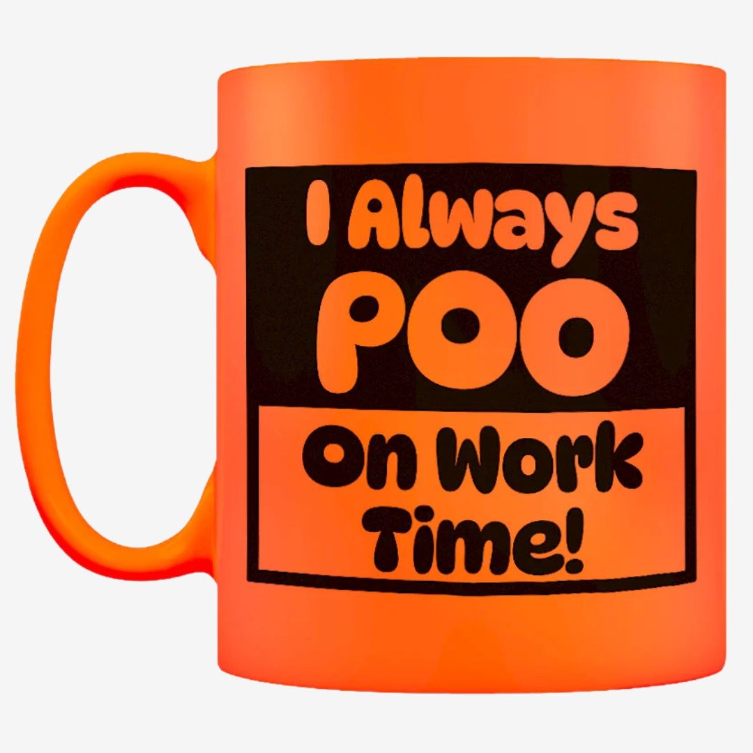 I Always Poo On Work Time Orange Neon Mug