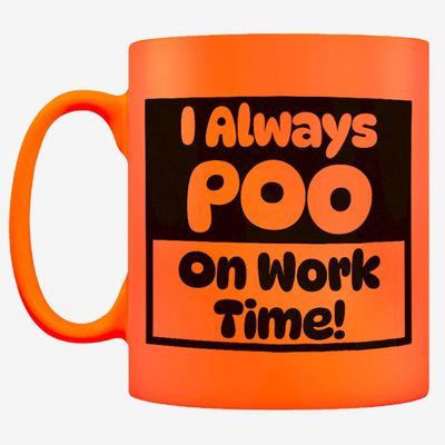 I Always Poo On Work Time Orange Neon Mug