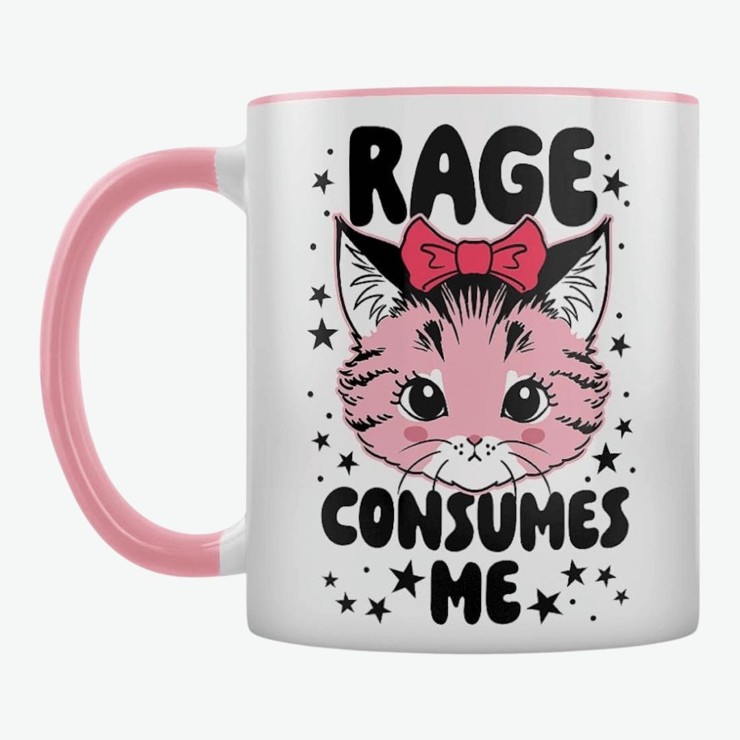 Kitsch Kitten Rage Consumes Me Pink Inner 2-Tone Mug