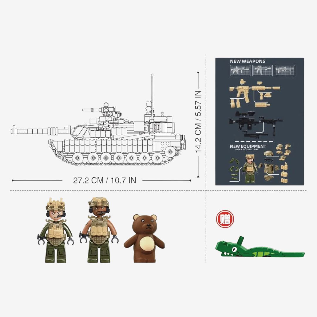 Sluban M1A2 Abrams TUSK II Main Battle Tank – Building Block Set (M38-B1365)
