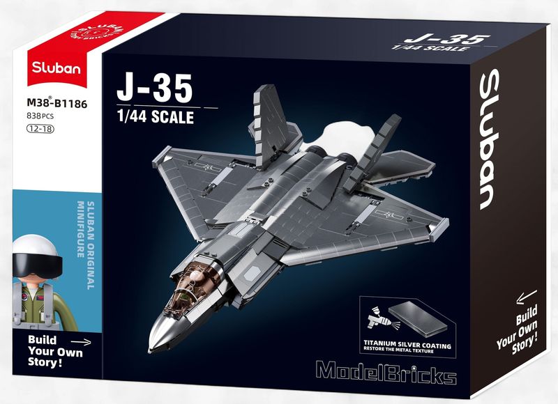 Sluban MB-J35 Stealth Aircraft – Metal Coating Model (M38-B1186)