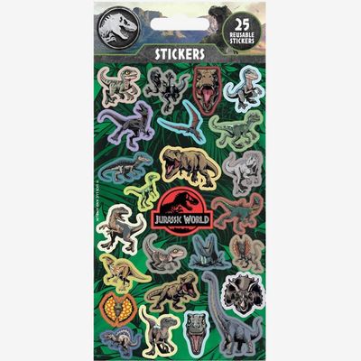 Jurassic World 25Pc Reusable Stickers