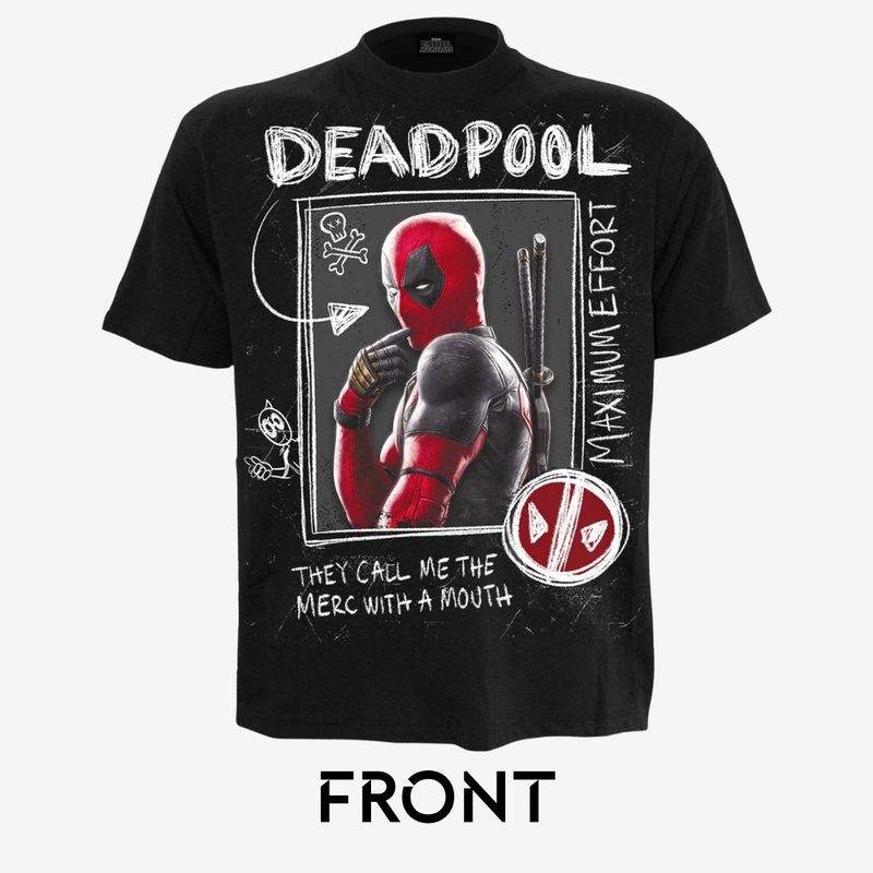 Marvel Comics Unisex T-Shirt: Deadpool Wolverine Sketches (Black) (Back Print)