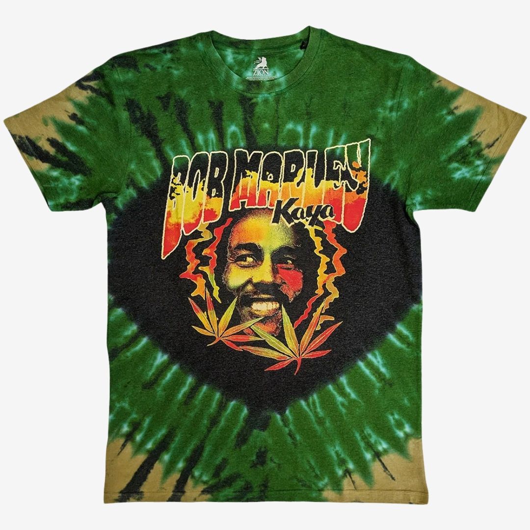 Bob Marley Unisex T-Shirt: Kaya Smoke (Green) (Wash Collection), Size: Small