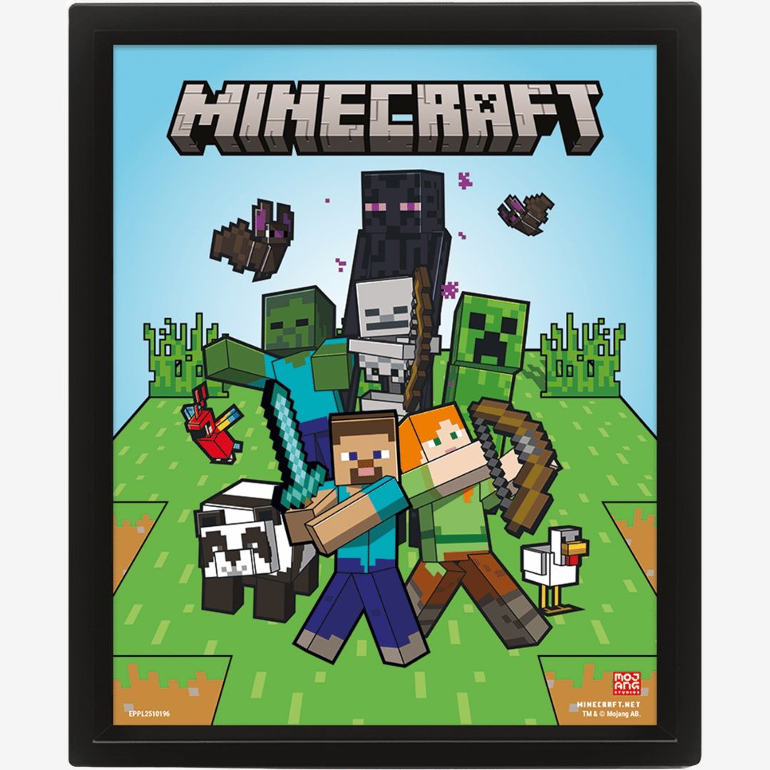 Minecraft (Characters) 3D Lenticular Framed Print