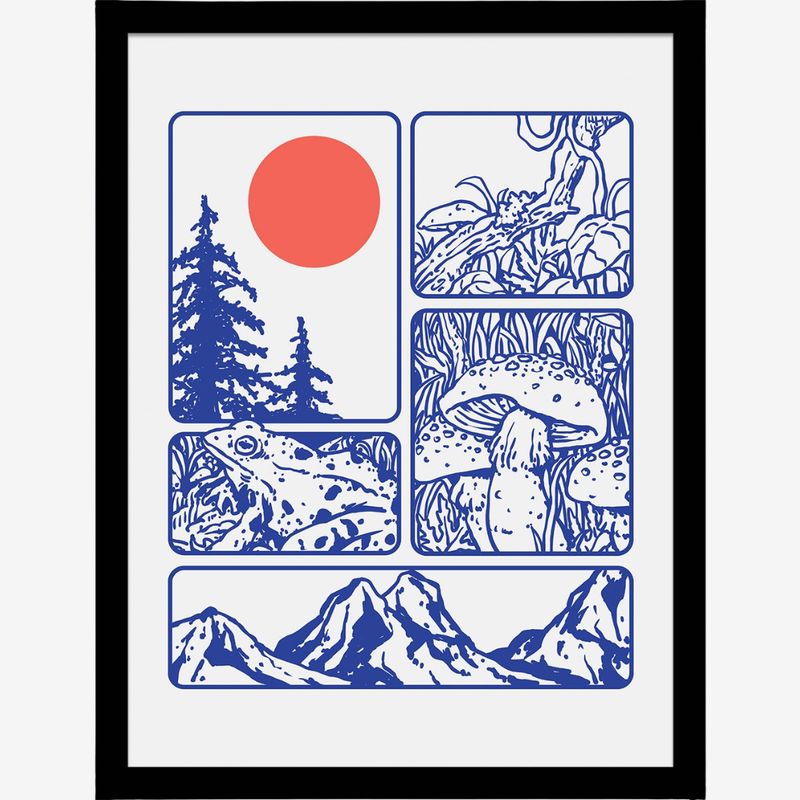Mushroom, Frogs And The Eternal Sun Framed Print