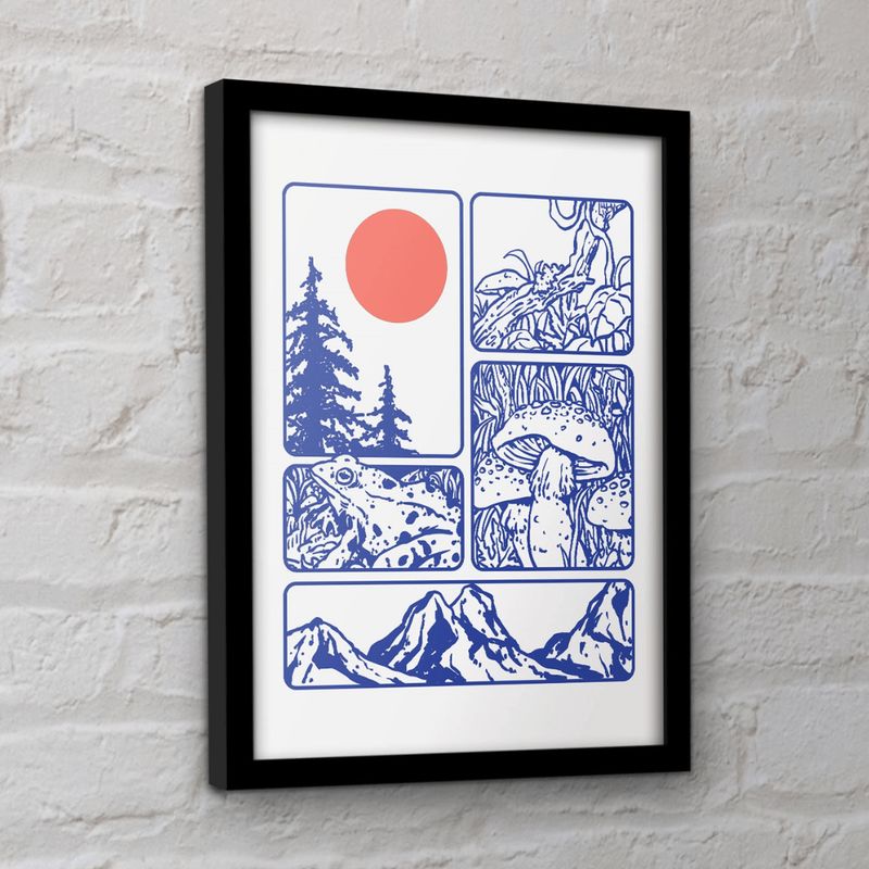 Mushroom, Frogs And The Eternal Sun Framed Print