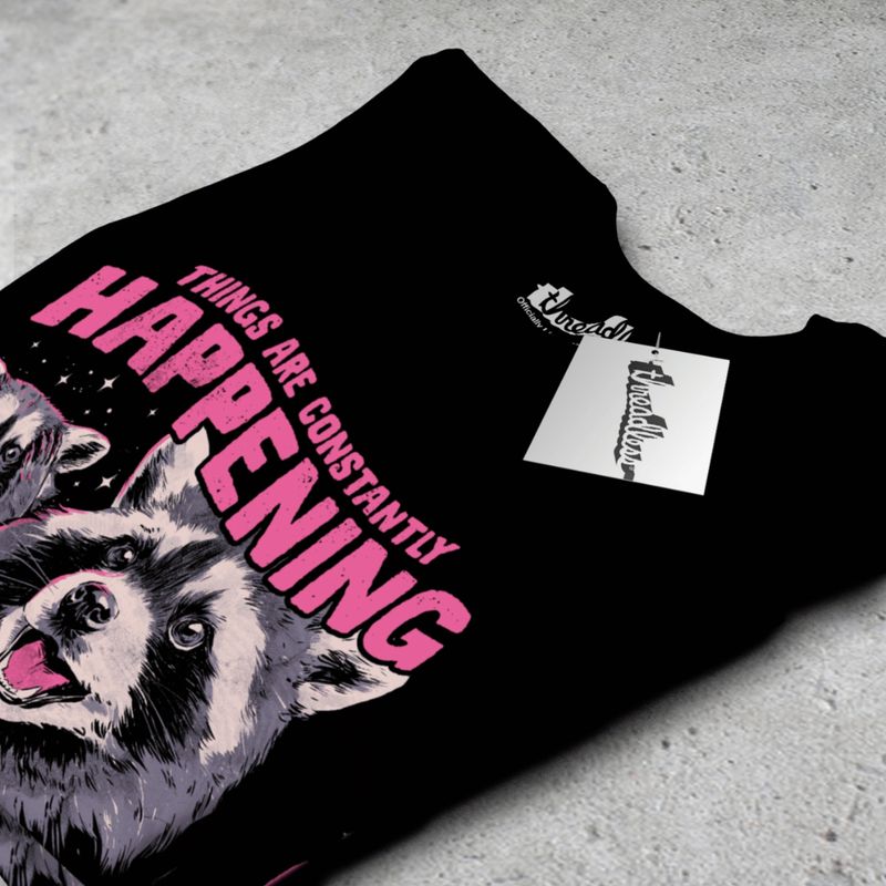 THREADLESS (THINGS ARE CONSTANTLY HAPPENING) BLACK UNISEX T-SHIRT