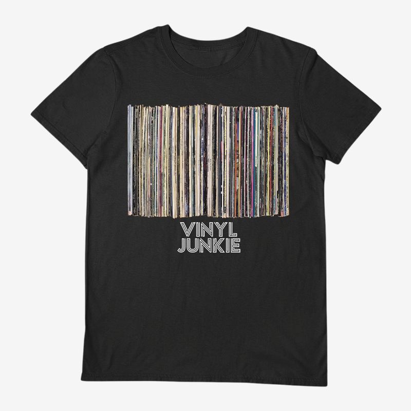 VINYL (JUNKIE) BLACK UNISEX T-SHIRT