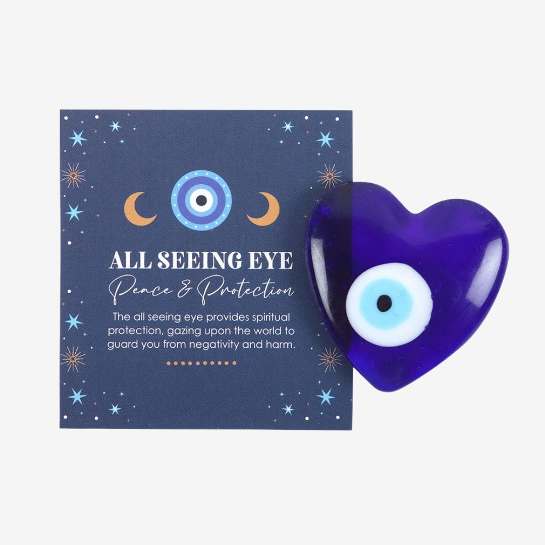 ALL SEEING EYE GLASS HEART CHARM