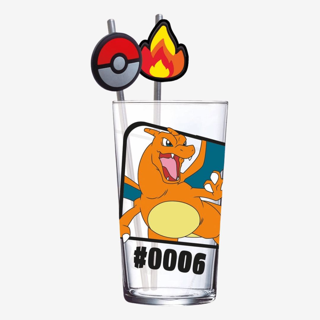 Pokémon Glass Tumbler with Straws Charizard 480ml