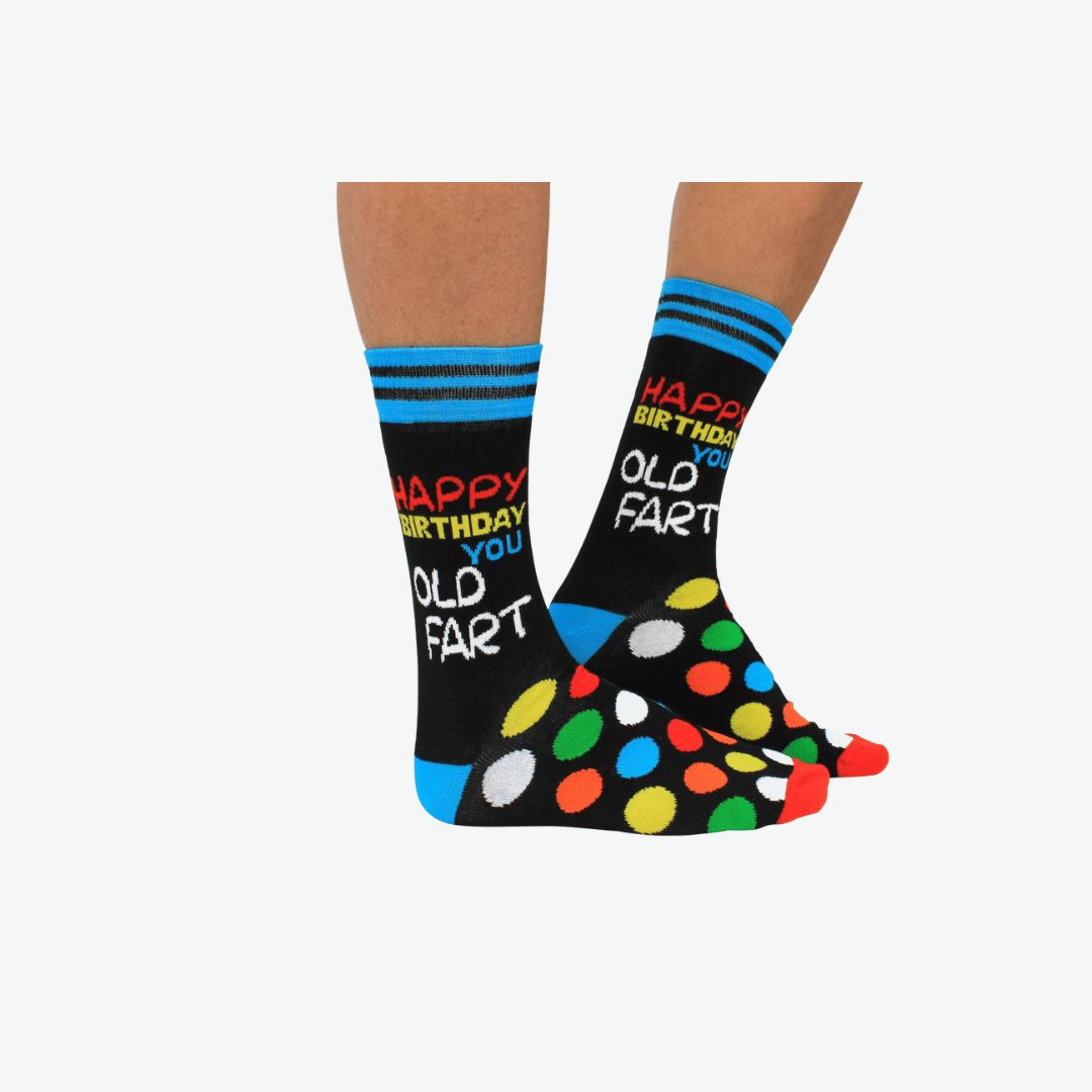 Happy Birthday You Old Fart Socks Size 6-11