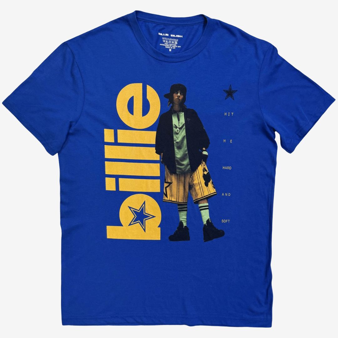 Billie Eilish Unisex T-Shirt: Billie (Blue) Billie Eilish Unisex T-Shirt: Billie (Blue), Size: Small