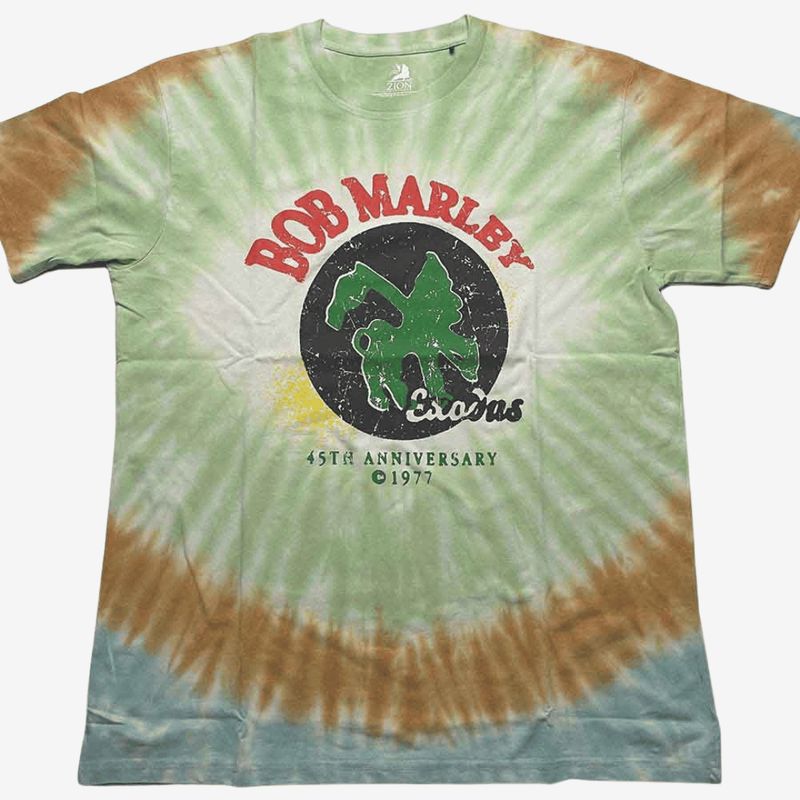 Bob Marley Unisex T-Shirt: 45th Anniversary (Green) (Wash Collection)