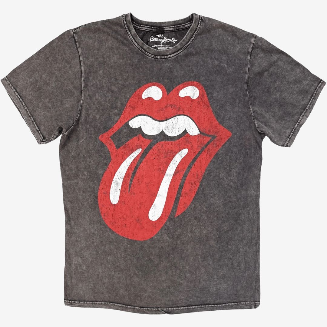 The Rolling Stones Unisex Stone Wash T-Shirt: Classic Tongue (Charcoal Grey) The Rolling Stones Unisex Stone Wash T-Shirt: Classic Tongue (Charcoal Grey), Size: Small