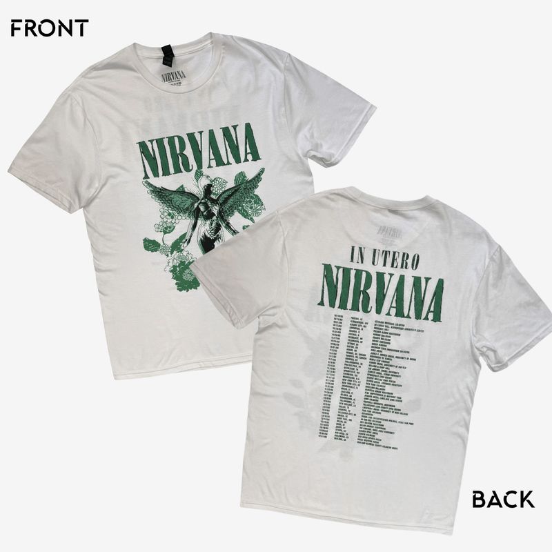 Nirvana Unisex T-Shirt: In Utero Green (White) (Back Print)