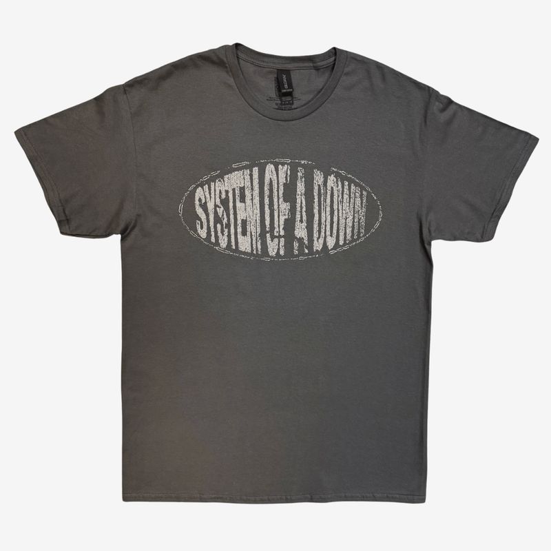 System Of A Down Unisex T-Shirt: Stretched Logo (Charcoal Grey)