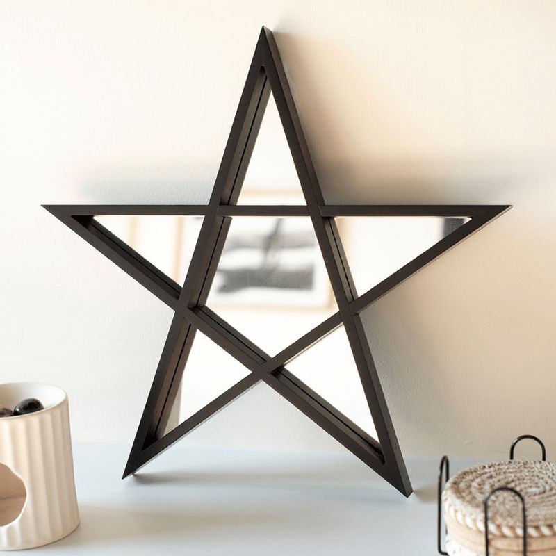 Black Framed Pentagram Mirror Shelf