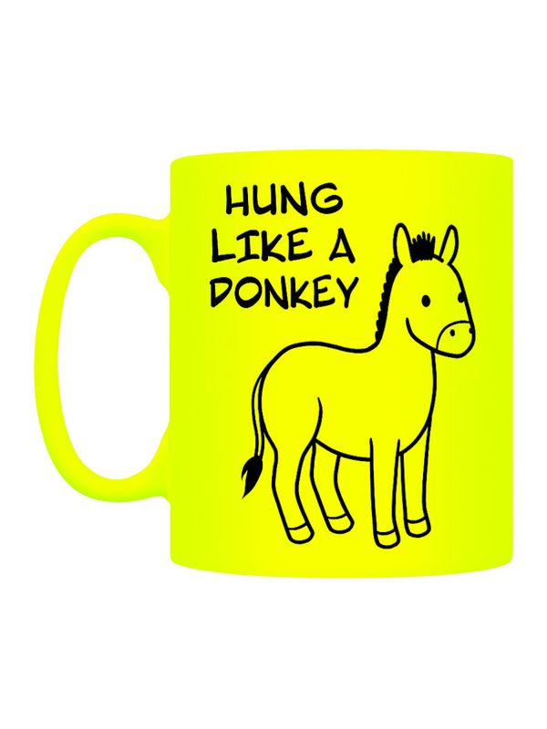 Hung Like A Donkey Yellow Neon Mug