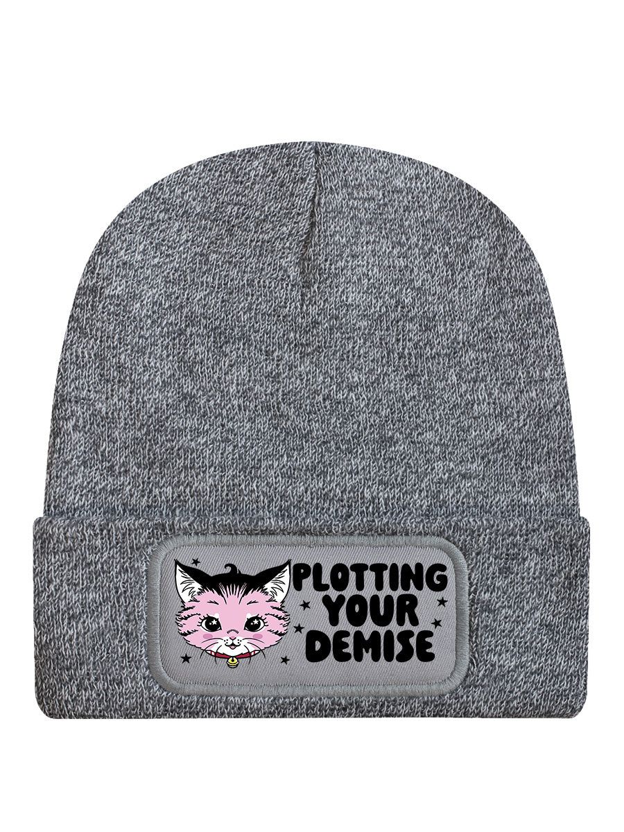 Kitsch Kitten Plotting Your Demise Heather Grey Beanie