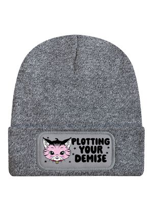 Kitsch Kitten Plotting Your Demise Heather Grey Beanie