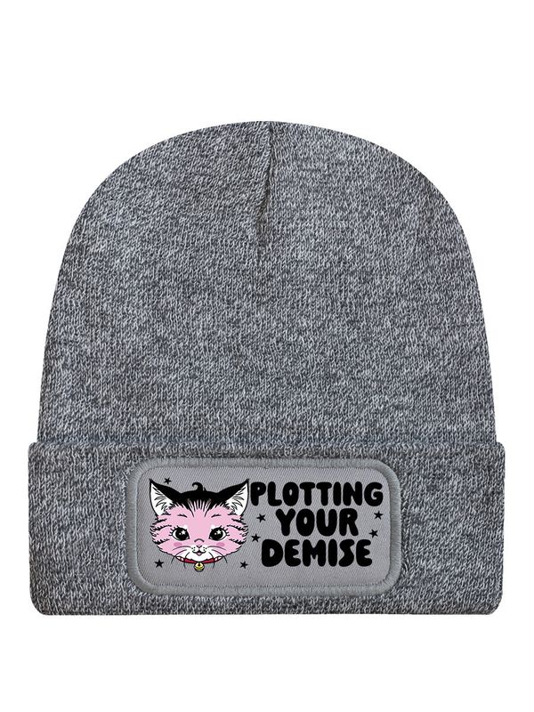Kitsch Kitten Plotting Your Demise Heather Grey Beanie
