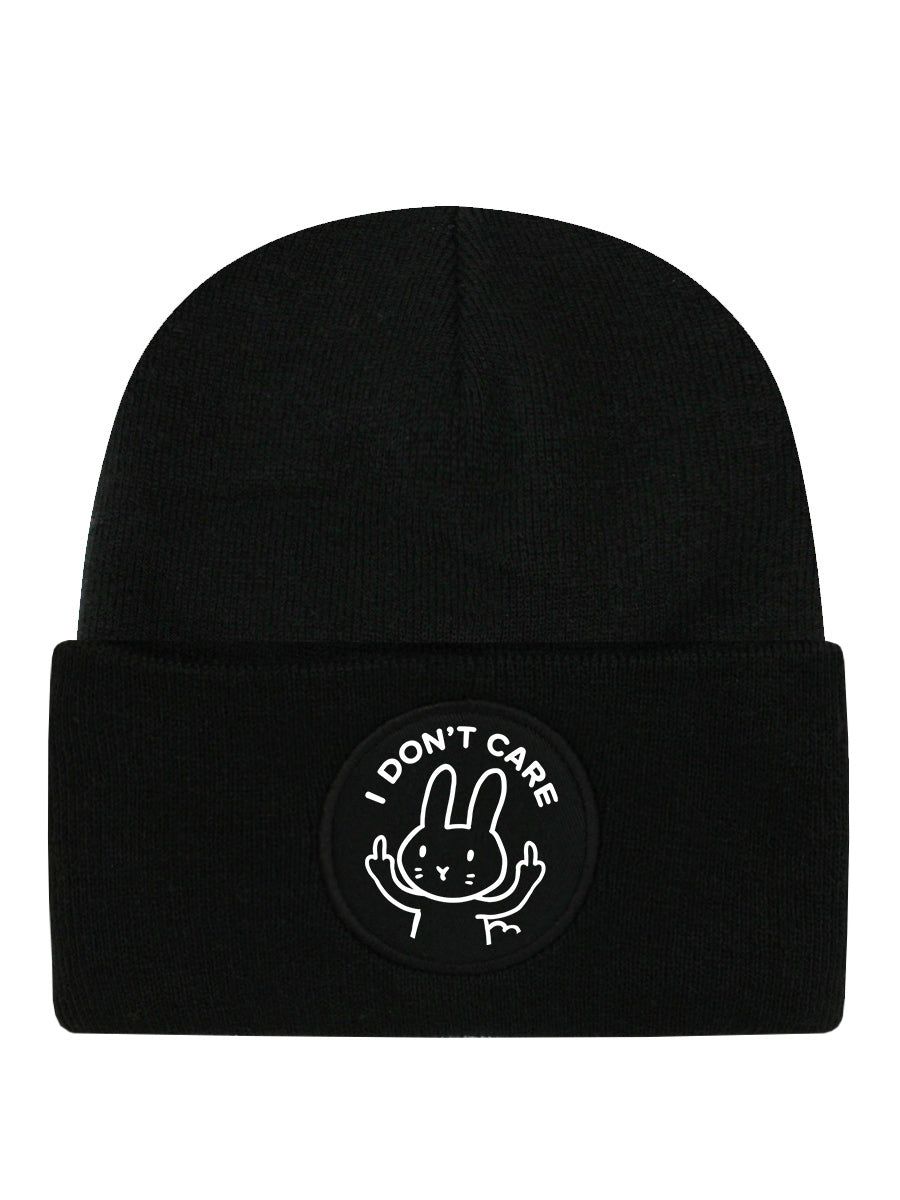 I Don't Care Black Beanie