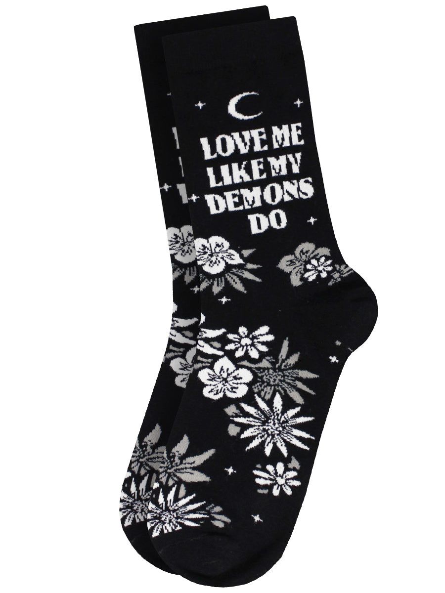 Twisted Soles Love Me Like My Demons Do Novelty Adult Socks (1 Pair) UK 3-7