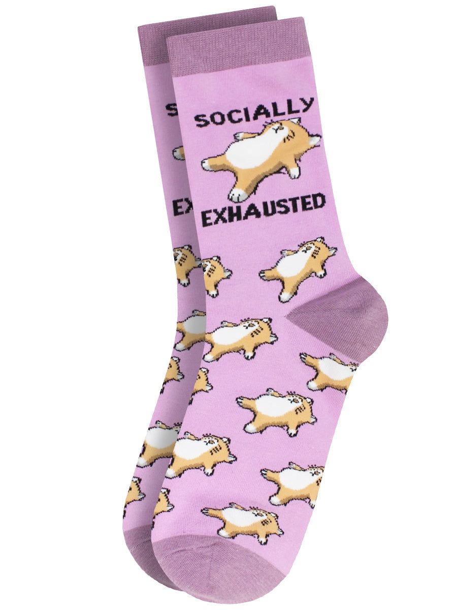 Twisted Soles Socially Exhausted Novelty Adult Socks (1 Pair) UK 3-7