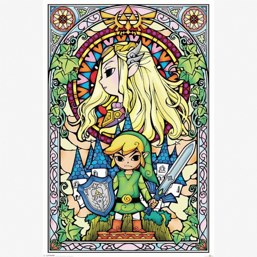 THE LEGEND OF ZELDA (STAINED GLASS) WOOD PRINT