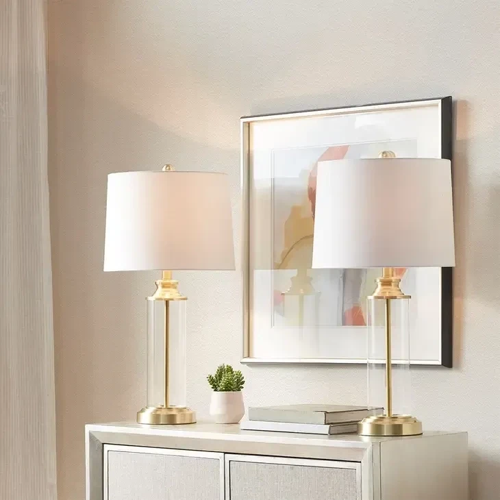 Clear Glass Base Table Lamp, Gold Clear Glass Base Table Lamp, Gold